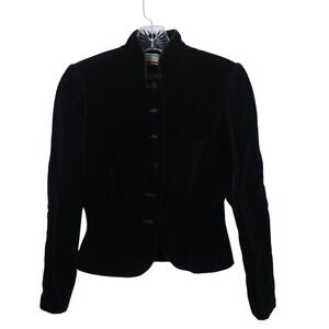Ferrara of Milan Vintage Black Velvet Blazer ILGWU Union Made Puff Sleeve Size 4